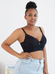 Longline Bra with Lace Glitter Decor