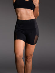 Mesh Stitching Yoga Shorts Ribbed Waist Activewear