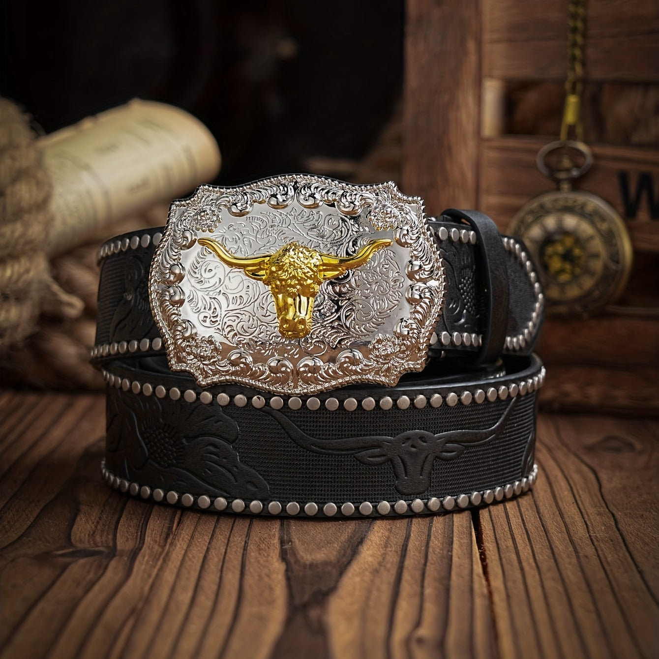 Western Style PU Leather Belt For Men
