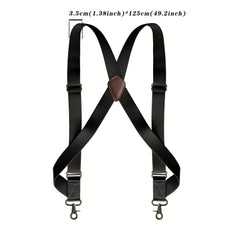 Men's Adjustable Elastic Suspenders Braces with X Shape Design