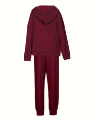 Women's Plus Abstract Face Print Hoodie & Joggers Set