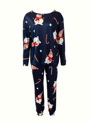 Christmas Loungewear Set Crew Neck Top & Pants Women's Sleepwear