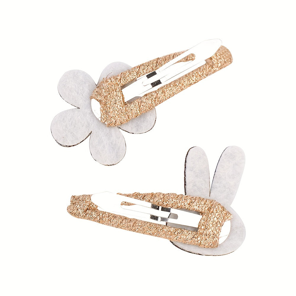12pcs Rabbit Ears Hair Clip Mixed Hair Side Clip Baby Girls Hair Accessories