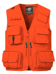 Men's Zipper Pockets Cargo Vest for Outdoor Activities