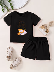 Toddler Kid 2pcs Bottoming Set Short Sleeve T shirt & Matching Shorts