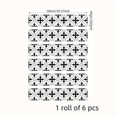 6pcs Moroccan Pattern Stair Stickers Self-adhesive Wallpaper Home Decor