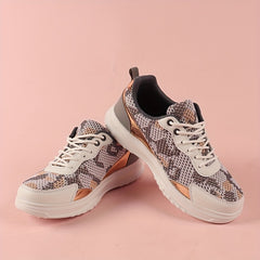 Women's Platform Mesh Sneakers Low Top Lace Up Casual Shoes