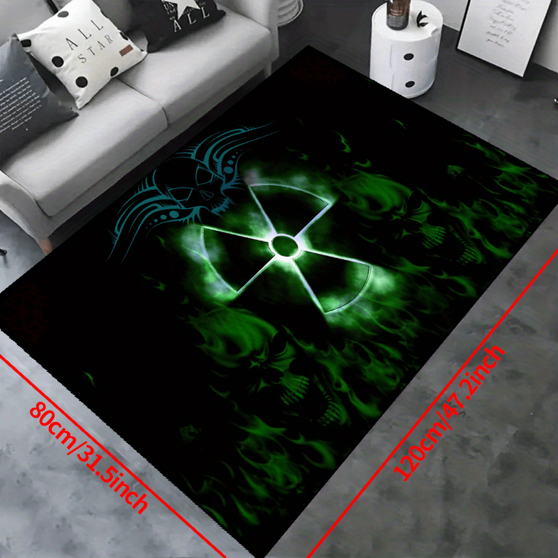 Nuclear Skeleton Halloween Rug Non-slip Resistant Machine Washable