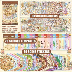 50 Page Capybara Sticker Collection 3D House & Animal Non Toxic DIY Scenes