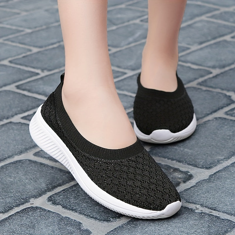Women's Breathable Knit Slip-On Sneakers Lightweight Flats
