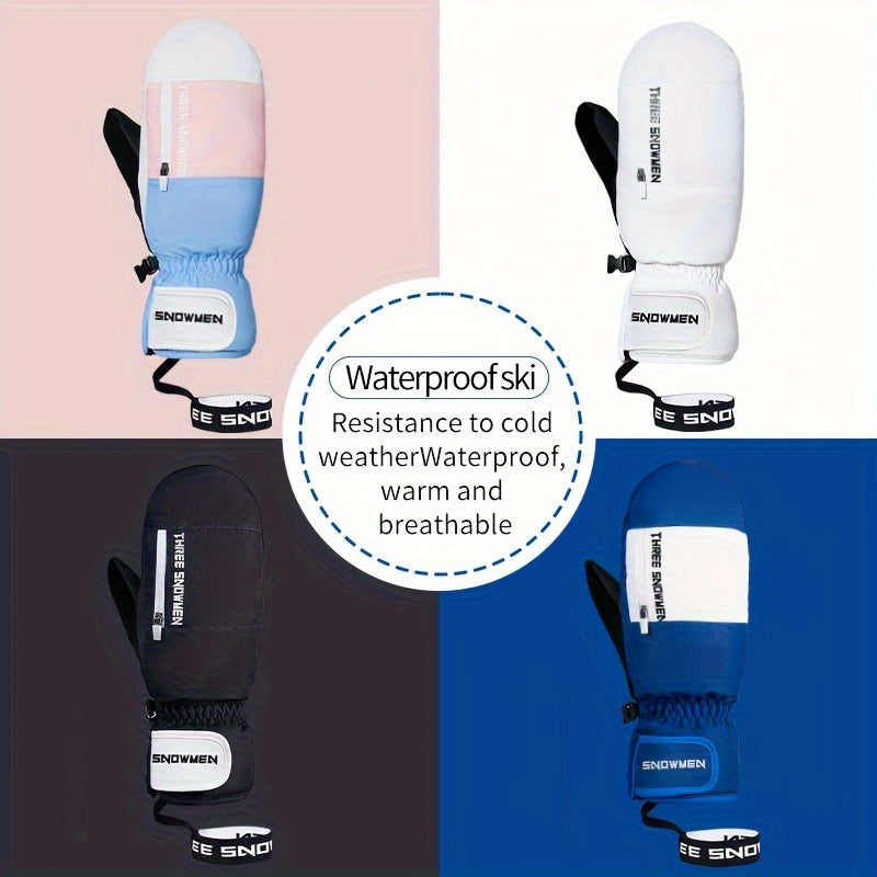 Thickened Velvet Ski Gloves Windproof Waterproof Anti-Slip Mittens