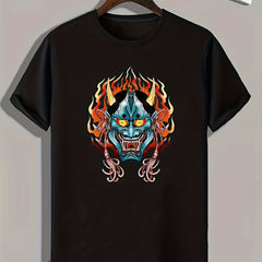 Demon Print Men's Comfy T-shirt for Outdoor Summer