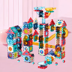 Kids Puzzle Building Blocks DIY Sliding Track Toys for Boys and Girls