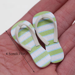 2pcs Dollhouse Flip Flops Set for Beach Scene, ABS Material
