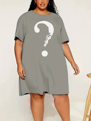 Skull & Mask Print Short Sleeve Round Neck Tee Nightdress
