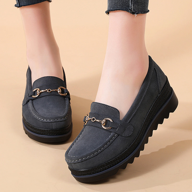 Women's Metal Platform Loafers Slip On Shoes