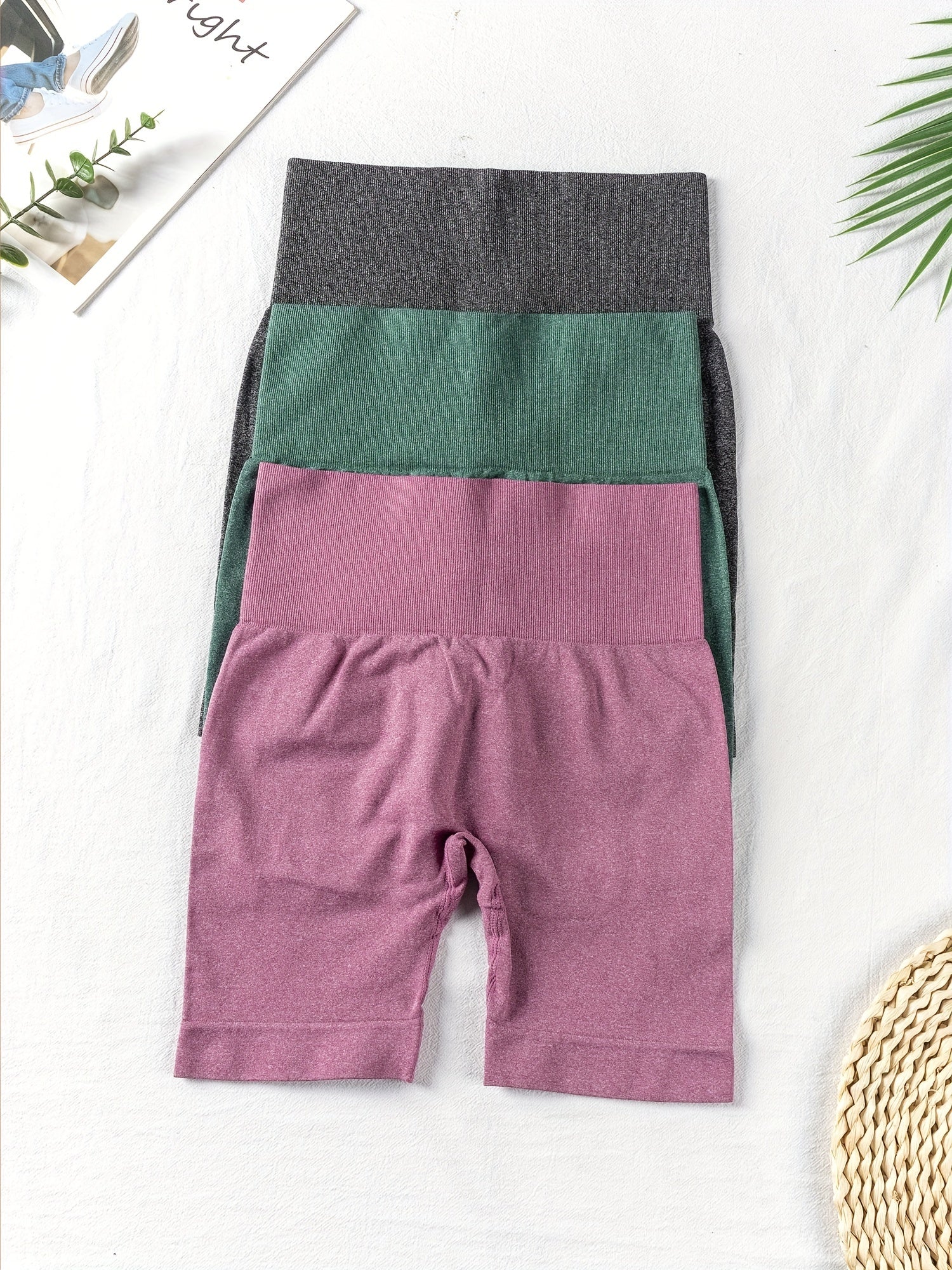 3 Pcs Seamless Yoga Shorts High Stretch Fitness Workout Tight Shorts Women