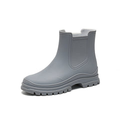Women's Platform Ankle Rain Boots Waterproof Slip on Shoes