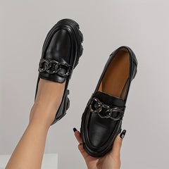 Women's Chain Decor Loafers Comfortable Slip On Shoes