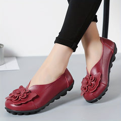 Women's Flower Decor Flat Shoes Solid Low Top Slip On Shoes