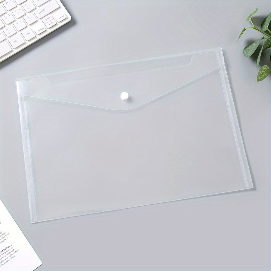 A4 Transparent Button File Bag Waterproof Plastic Thickened Office Bag
