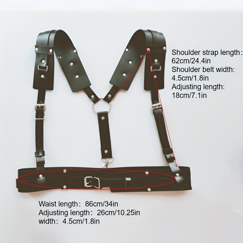 Men's Casual PU Leather Y Strap Decor