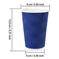 90 Pcs 16oz Disposable Ripple Wall Cups To Go Coffee Paper Cup