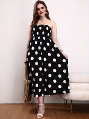 Boho Tube Dress Women's Plus Polka Dot Print Maxi Tube Dress