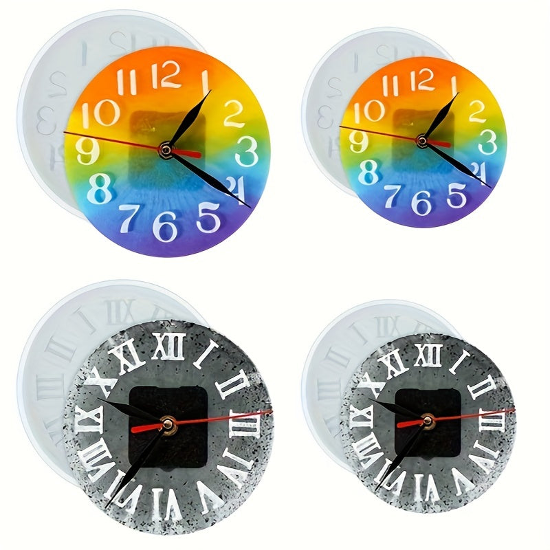 Clock Resin Mold Roman & Arabic Numerals Hanging Silicone Mold for Epoxy DIY