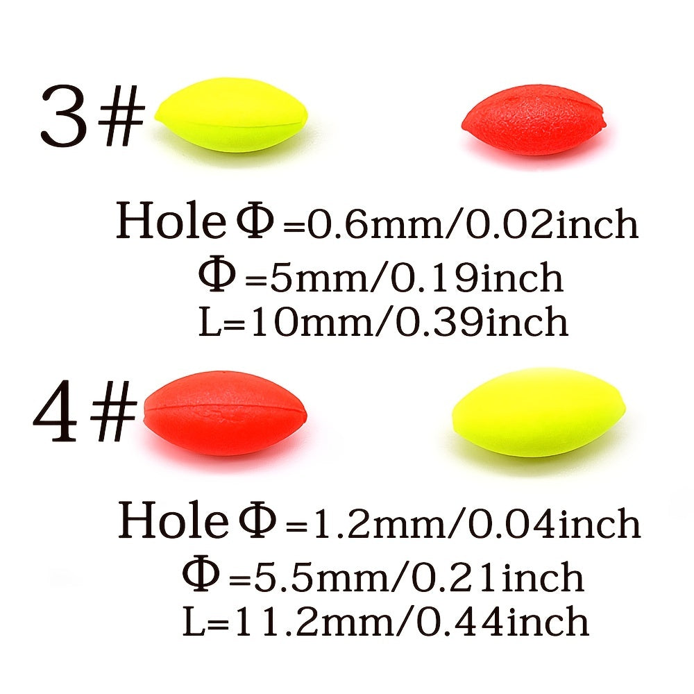 200pcs Oval Fishing Floats Bright Floating Beans Fishing Line Stopper