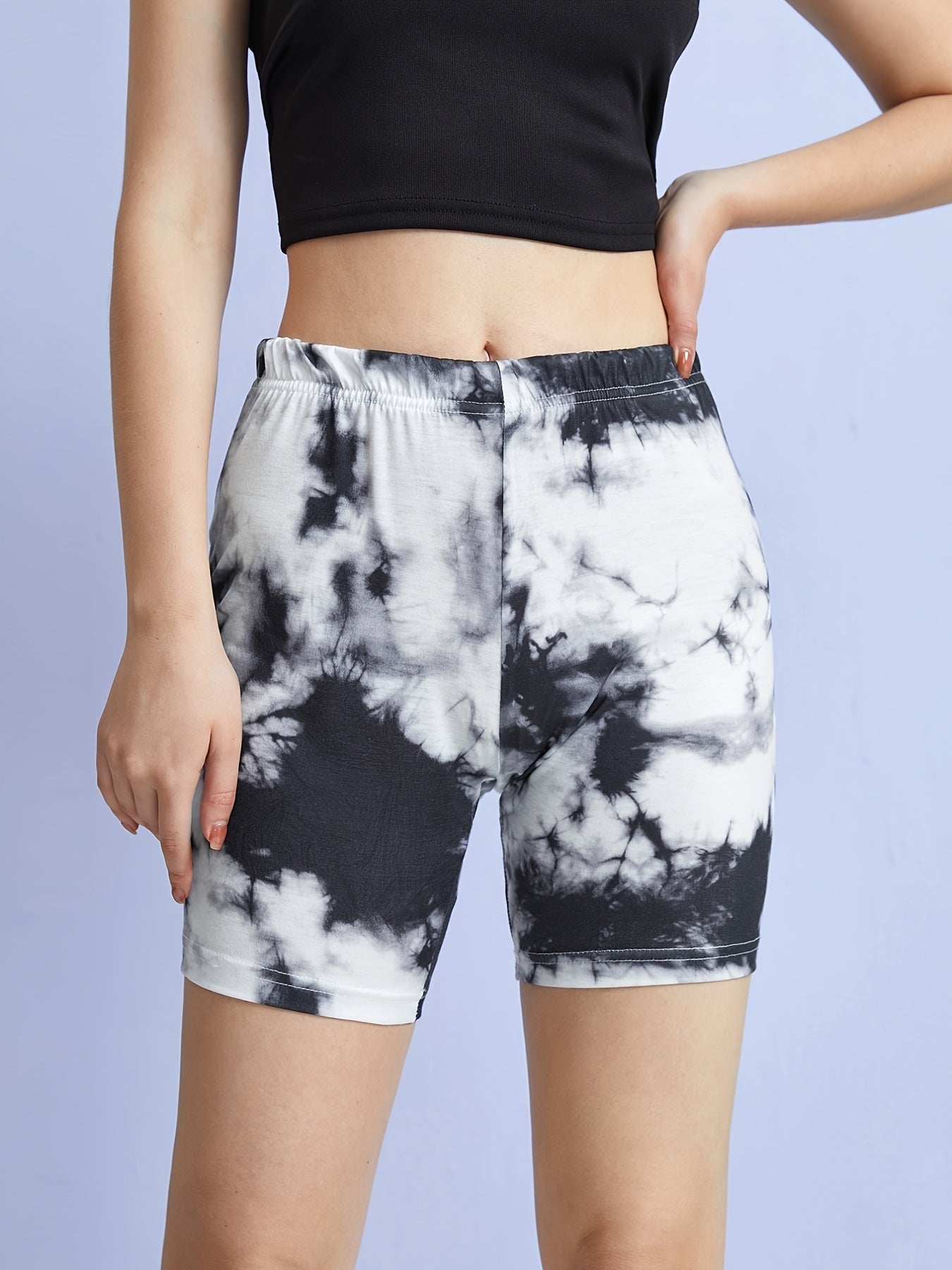 Summer Tie Dye High Waist Biker Shorts Women's Casual Slim Fit