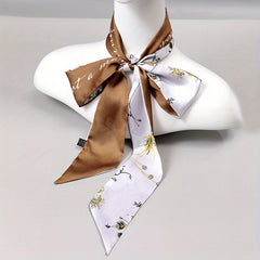 Flower Printed Neckerchief Skinny Scarf Headband Hair Tie