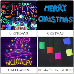 6pcs Fluorescent Cloth Tape Adhesive Neon Glow In The Dark Tape Matte 6 Colors
