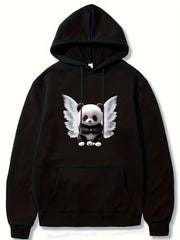 Panda & Wings Print Hoodie For Men Casual Hooded Long Sleeve Top Gift