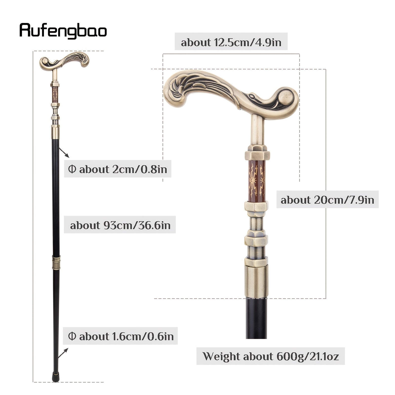 Golden Flower Walking Stick - Decorative Fashionable Design