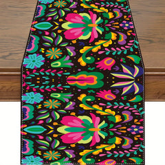 Polyester Rectangle Table Runner Mexican Style Floral Pattern Table Cover