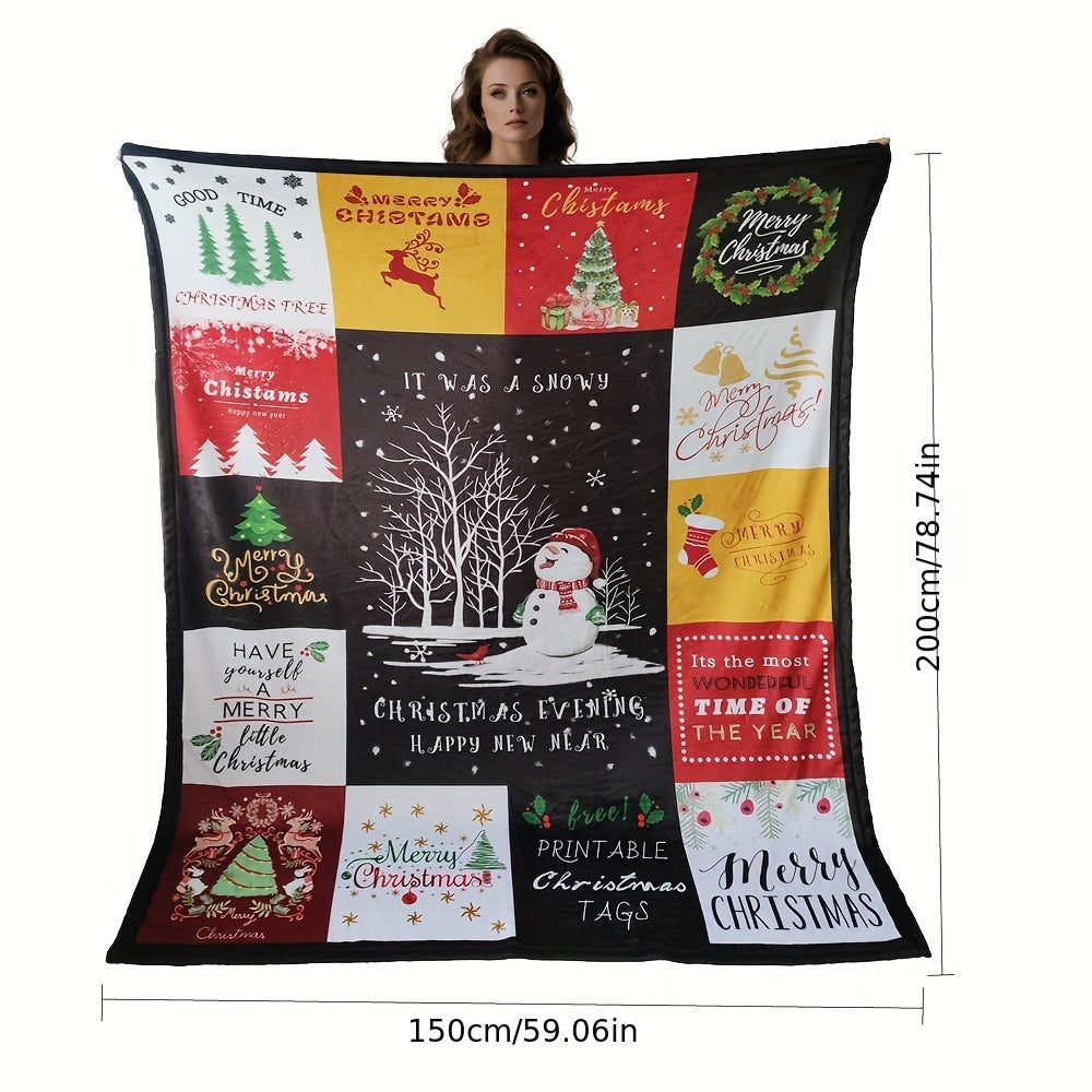 Christmas Themed Blanket Winter Warm Flannel Soft Blanket