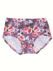4 Pack Plus Size Panties Set Women's Plus Comfort Floral Print