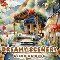 Deluxe Adult Coloring Book, 22 Pages, 20x20cm, Soothing Scenery, Birthday Gift