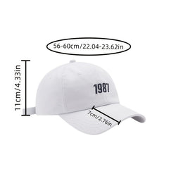 Embroidered Baseball Cap 1987 Sunshade Soft Top Peaked Hat