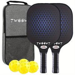 2-Pack Fiberglass Pickleball Paddles with Bags and 4 Balls Set