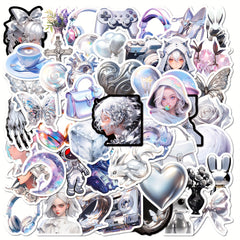 50pcs Silver Graffiti Stickers Waterproof DIY Sticker Pack