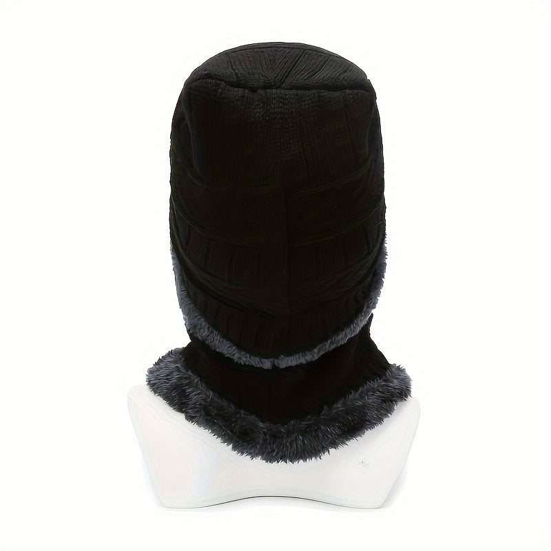 Men's Knit Beanie & Scarf Set - Warm Winter Ear Protection Hat