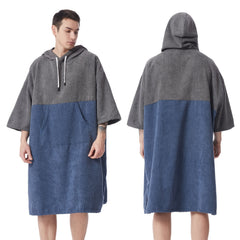 Mutao Changing Robe With Hood Quick Dry Middle Length Sleeve Changing Towel