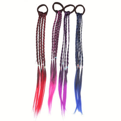 4pcs Kids Girls Multicolor Wigs Ponytail Headbands Hair Accessories
