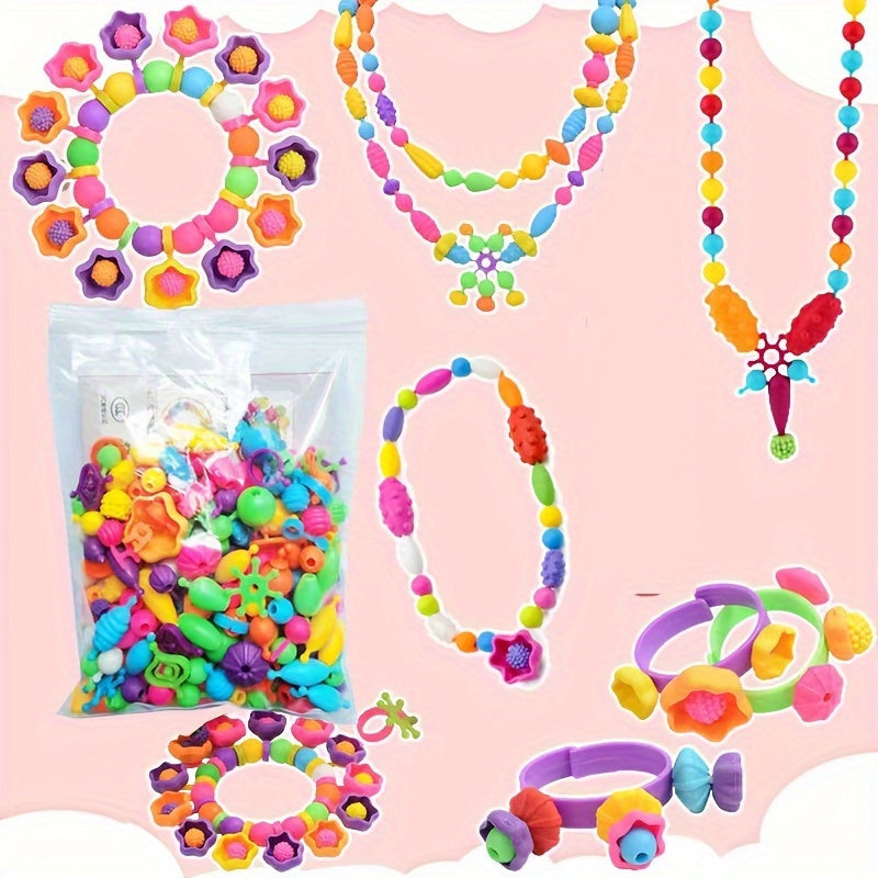 108pcs Cordless DIY Bead Craft Kit for Kids Bracelets & Necklaces