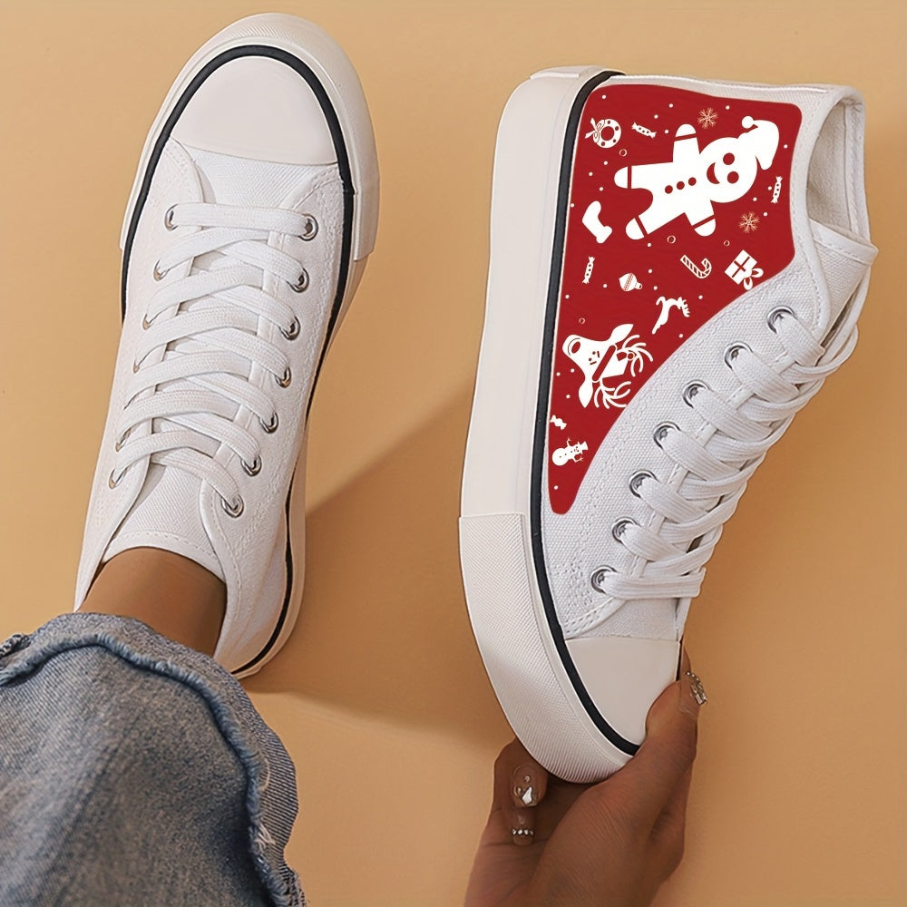 Christmas Gingerbread Print Canvas Sneakers