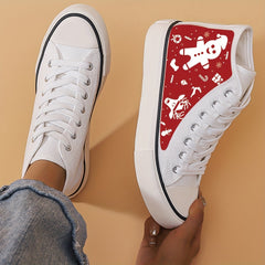 Christmas Gingerbread Print Canvas Sneakers