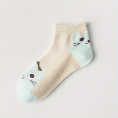 Cartoon Cat Mid Tube Socks Women's Stockings & Hosiery