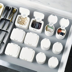 3pcs Desktop Press Storage Box with Lid for Makeup Cotton Swabs
